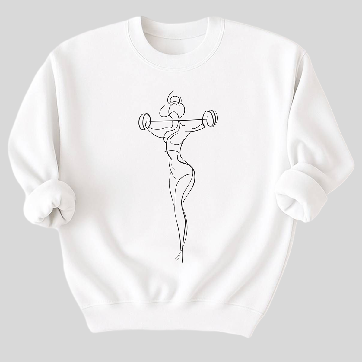 Line Art Barbell Organic Cotton Sweatshirt