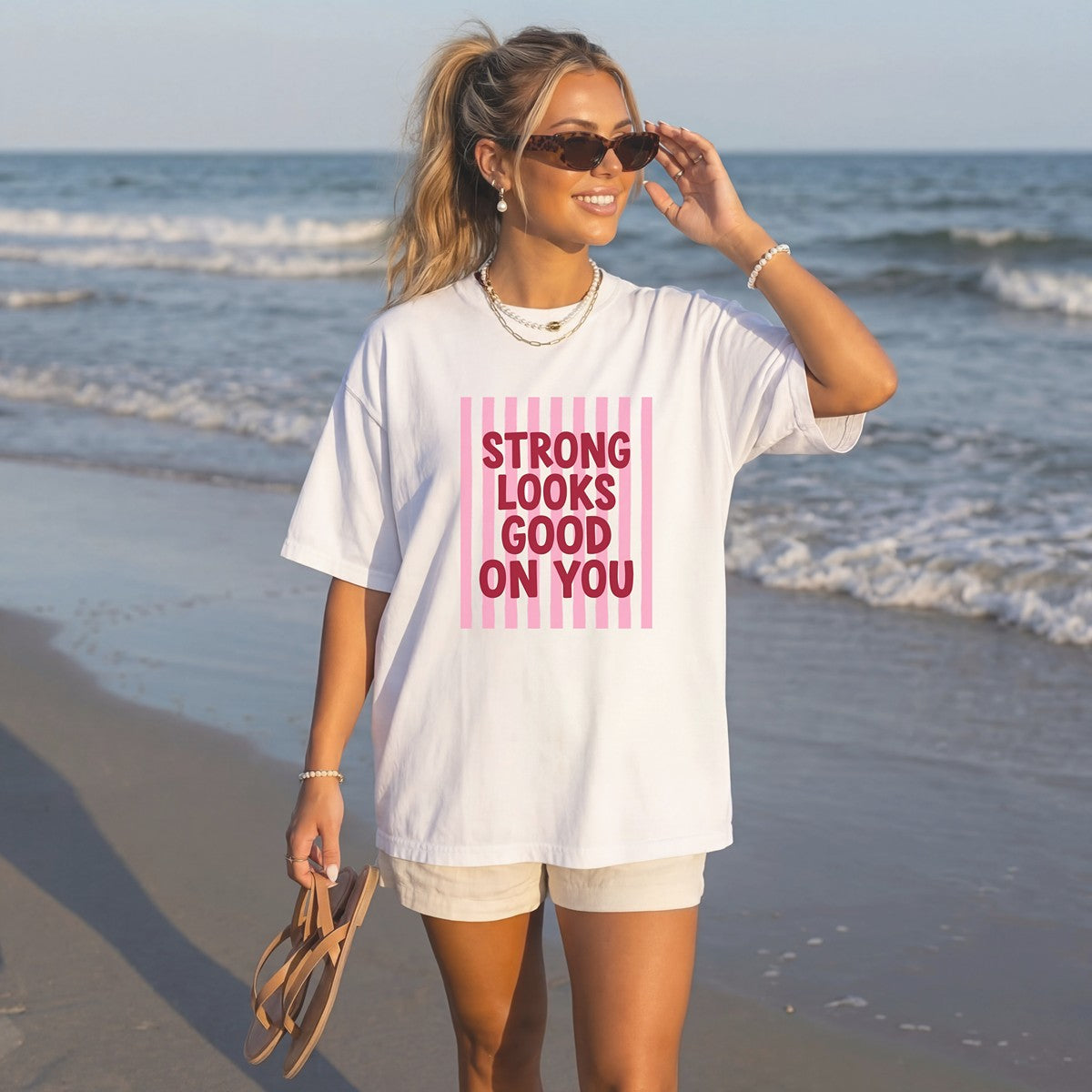 Strong Looks Good On You Premium Cotton T-Shirt